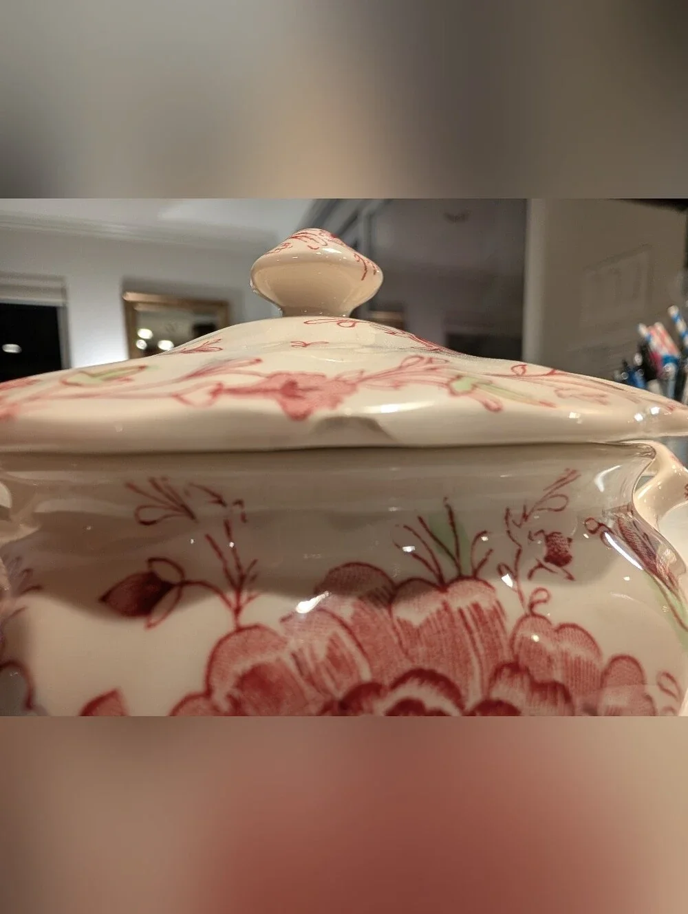 Johnson Brothers Rose Chintz Floral Porcelain Sugar Bowl and Creamer Set - Pink